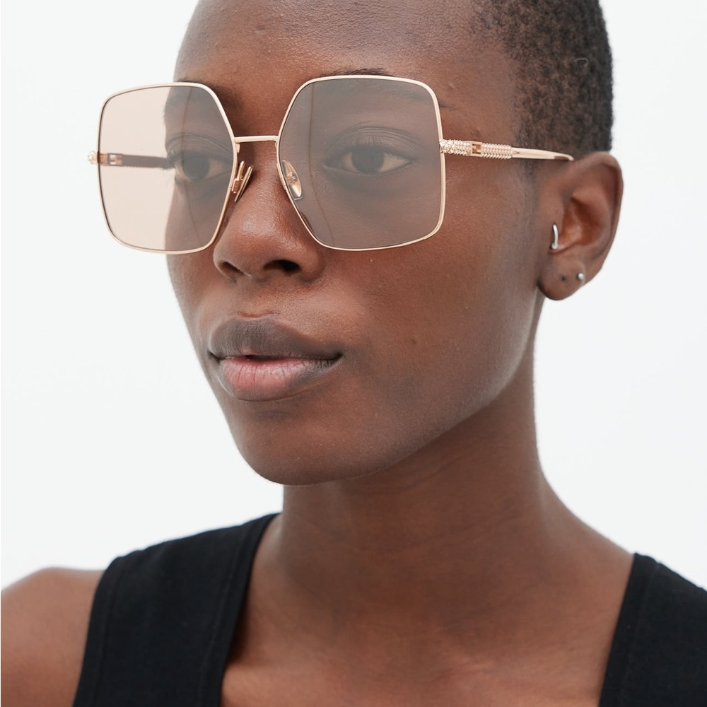 Fendi Rose Gold Jewel Oversized Sunglasses